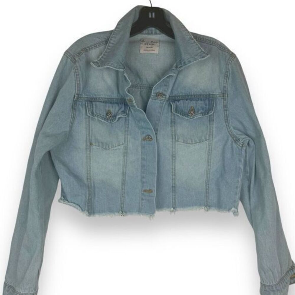 Love Tree Faded Jean Jacket Size Medium Grunge Streetwear Indie Cropped Denim